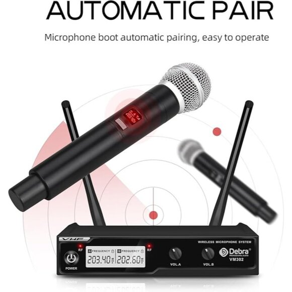 D Debra VHF Wireless Microphone System with Dual Handheld Mic and XLR Interface - Picture 3 of 10